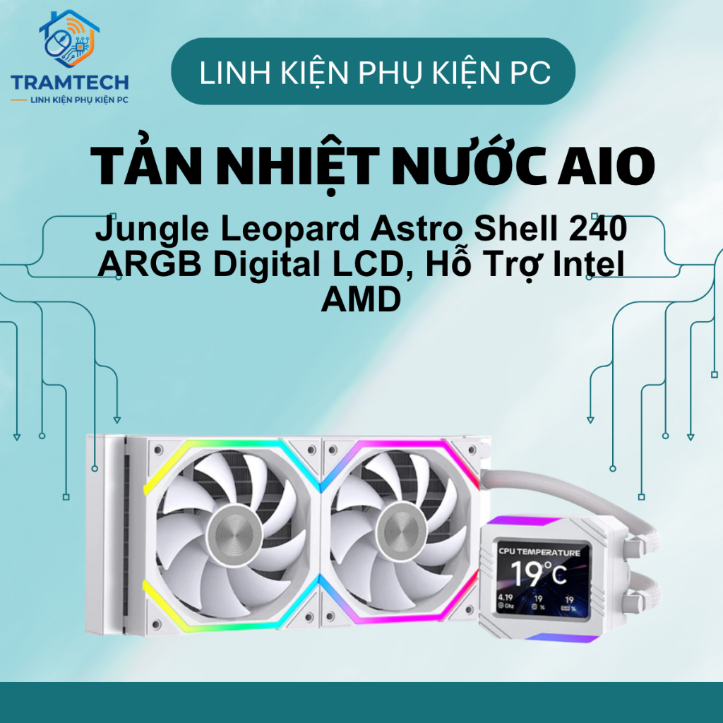 Tản Nhiệt Nước AIO Jungle Leopard Astro Shell 240 ARGB Digital LCD, Hỗ Trợ Intel AMD