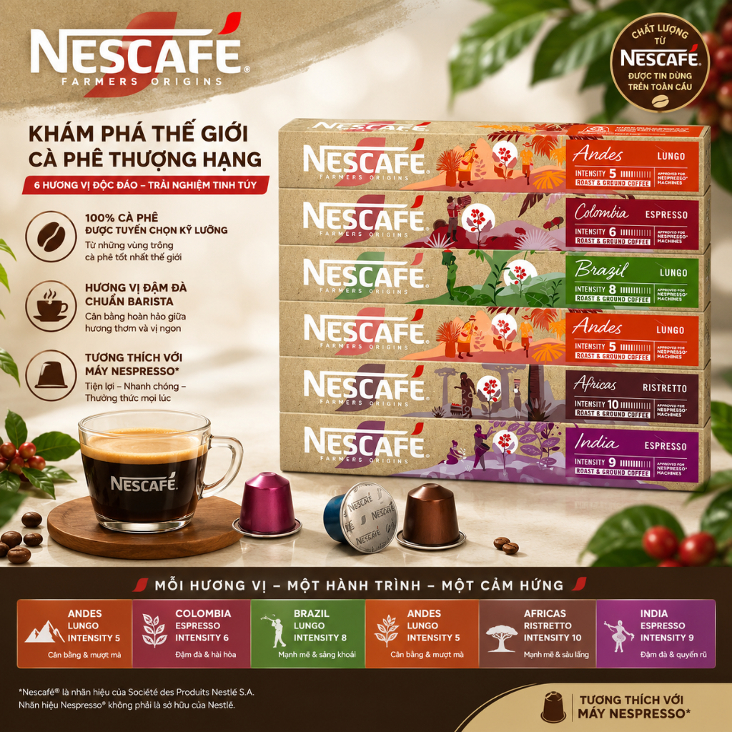 Cà Phê Viên Nén Nespresso Starbucks, Viên Nén Cafe Starbucks 10 Viên, Nhiều Vị, Hàng Chính Hãng