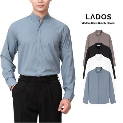 [OUTLET - KHÔNG ĐỔI TRẢ] Áo Sơ Mi Cổ Tàu Giấu Cúc Dài Tay Nam LADOS-8191 Vải Sợi Tre Mềm Mịn, Thoáng Mát, Cổ Tròn