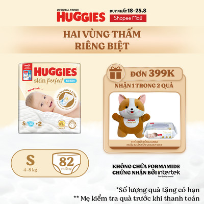 [KOL LIVE] Tã/bỉm dán sơ sinh Huggies Skin Perfect S 80+2 miếng với 2 vùng thấm giảm kích ứng da