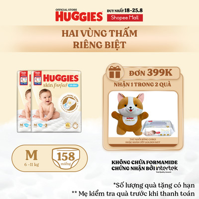 [KOL Live] Combo 2 Tã/bỉm dán sơ sinh Huggies Skin Perfect M 76+3 miếng với 2 vùng thấm giảm kích ứng da