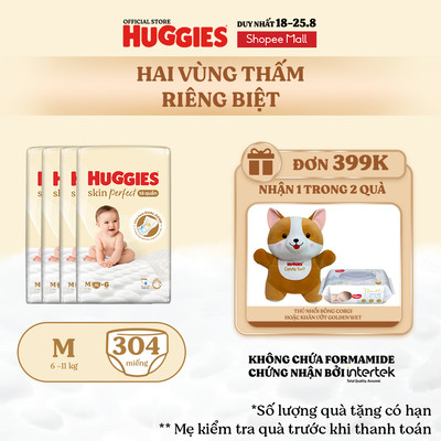 [KOL LIVE] Combo 4 Tã quần Huggies Skin Perfect Super Jumbo M70+6/ L60+6/ XL52+6/XXL48+6với 2 vùng thấm giảm kích ứng da