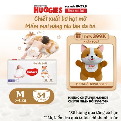 Tã quần Huggies Gentle Soft - Corgi M54/L40/XL34/XXL22 miếng êm mềm chiết xuất bơ hạt mỡ