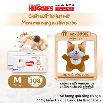[KOL Live] Combo 2 Tã quần Huggies Gentle Soft - Corgi M54/L40/XL34/XXL22 miếng êm mềm chiết xuất bơ hạt mỡ