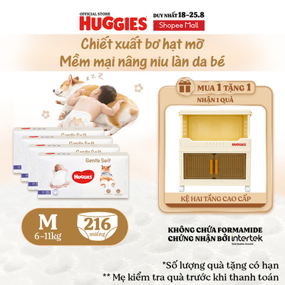 Combo 4 Tã quần Huggies Gentle Soft - Corgi M54/L40/XL34/XXL22 miếng êm mềm chiết xuất bơ hạt mỡ