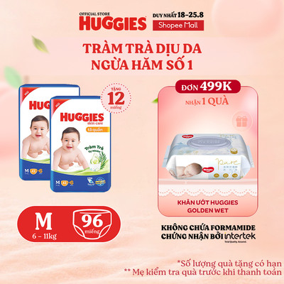 Combo 2 Tã quần Huggies Skincare Jumbo M42/L38/XL32/XXL28/XXXL22+6