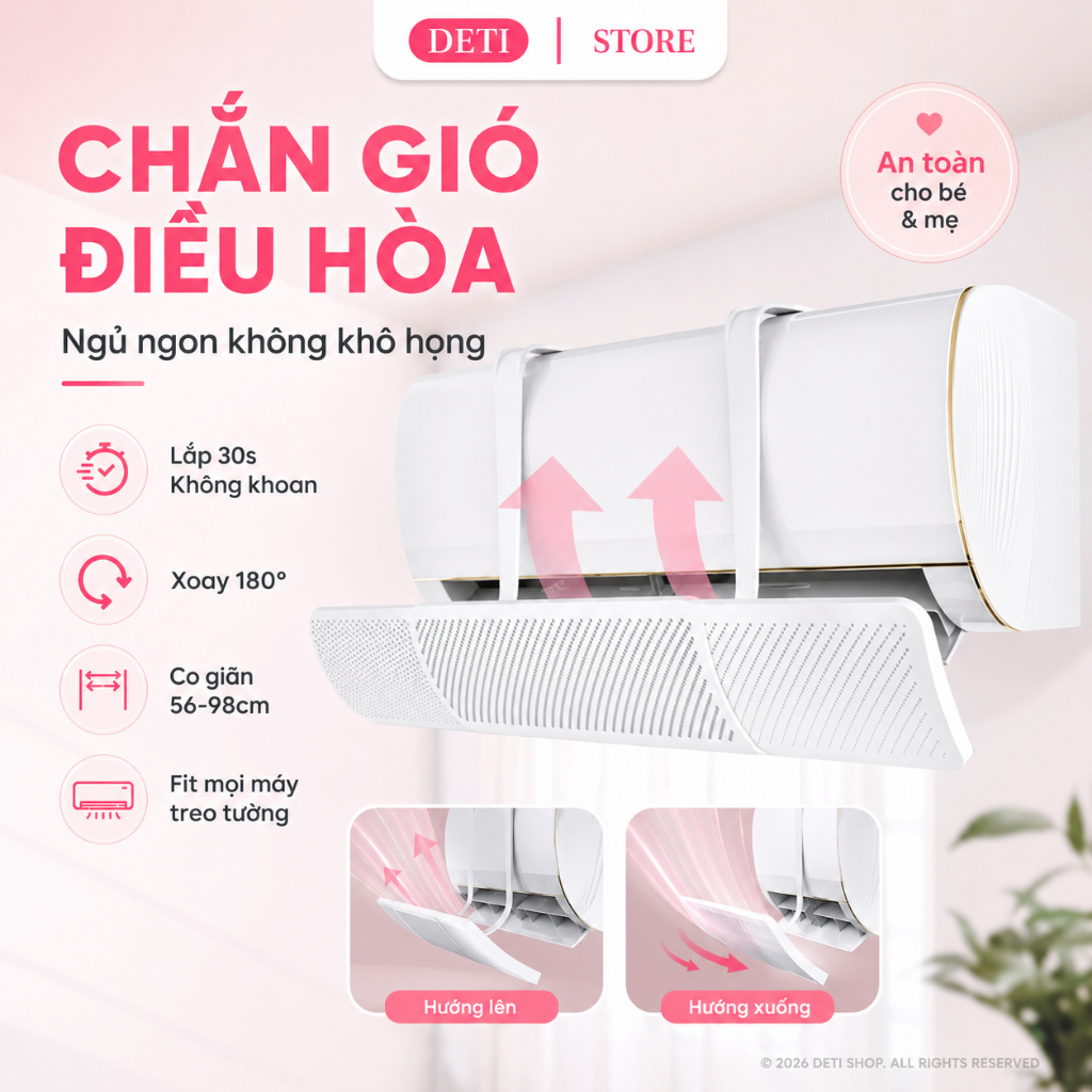 Tấm chắn gió máy lạnh điều hòa đổi hướng gió, cản gió lạnh giường ngủ phòng…