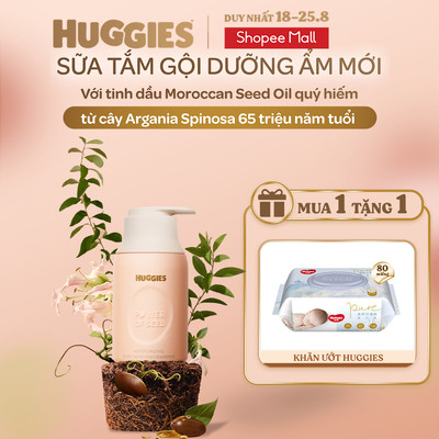 [KOL LIVE]Sữa tắm gội dưỡng ẩm cho bé Huggies Power of Seed 260g MỚI tinh chất Moroccan Seed oil quý hiếm