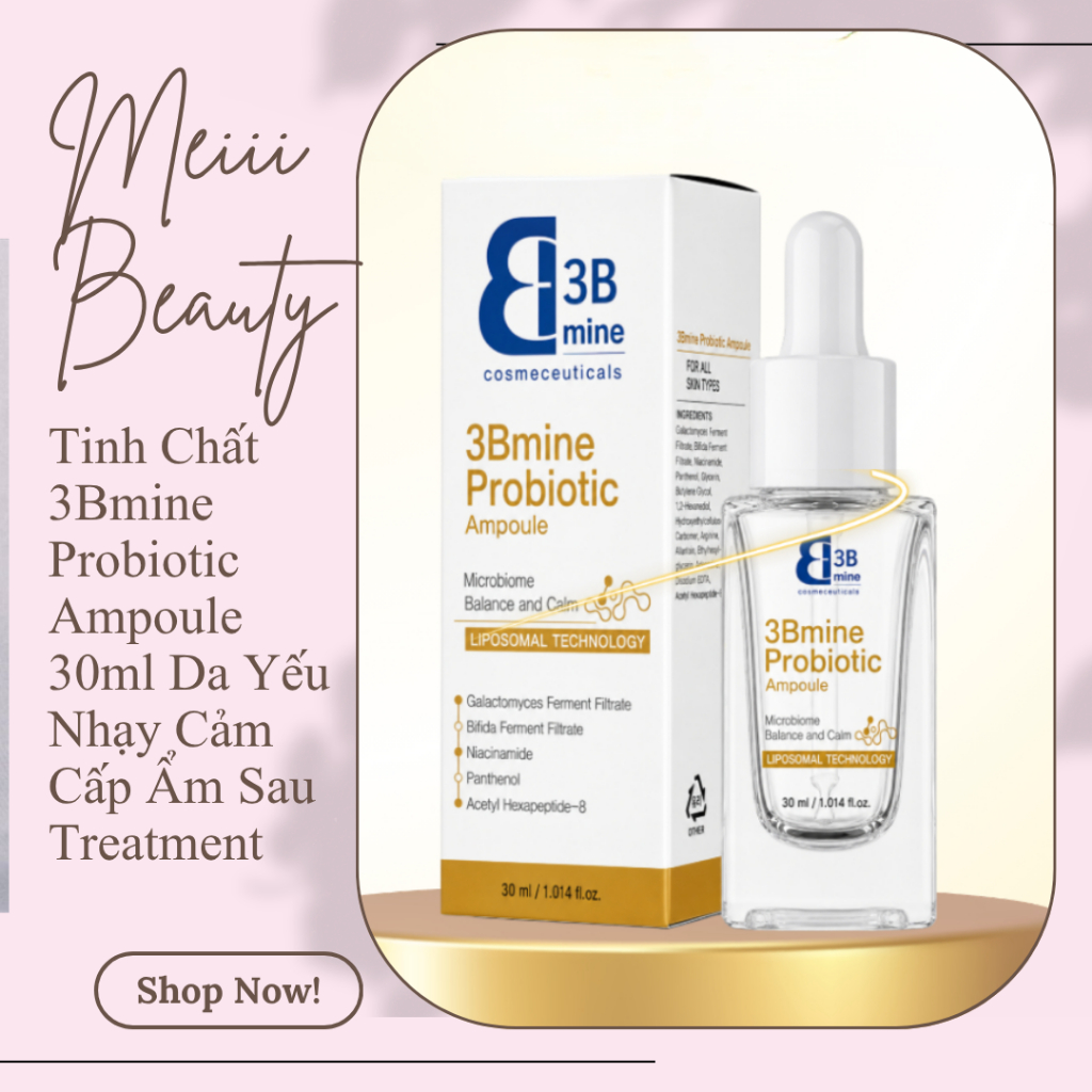 [Công ty] Tinh chất 3BMine Probiotic Ampoule 30ml - Cấp ẩm, làm dịu, cân bằng vi sinh cho da