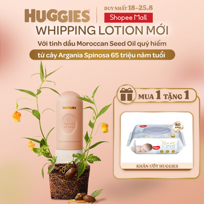 Kem dưỡng ẩm cho bé Huggies Power of Seed 150g MỚI với tinh chất Moroccan Seed oil quý hiếm