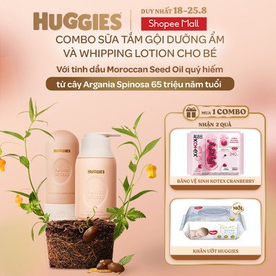 Combo Sữa tắm gội dưỡng ẩm và Kem dưỡng ẩm cho bé Huggies Power of Seed