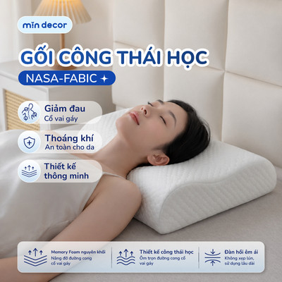 Gối Cao Su Non Lượn Sóng Mịn Decor, Gối NASA-FABIC Công Thái Học Người Lớn Giảm Đau Cổ Vai Gáy