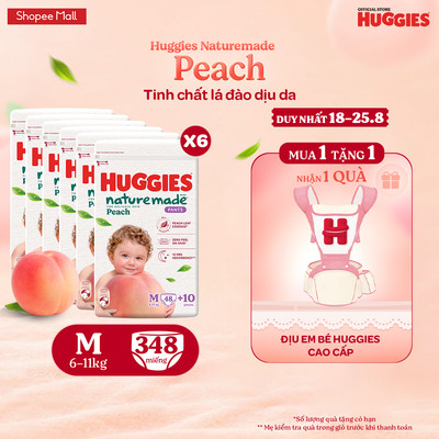 Combo 6 Tã quần Huggies Naturemade Peach M48+10/ L44/ XL38/ XXL26
