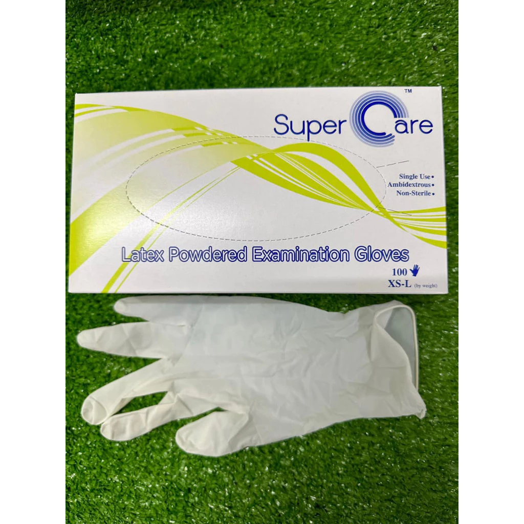 Găng tay y tế Latex SUPER CARE có bột - Hộp 100 cái - Cao cấp Thái Lan - Dùng trong nha khoa, thăm k
