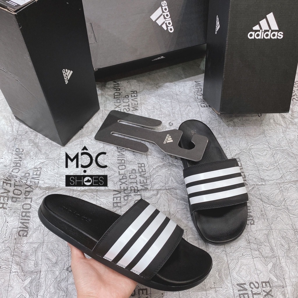 [Chính Hãng] Dép Adidas Adilette Comfort - Cloudfoam Đen Sọc Trắng - Code: AP9971