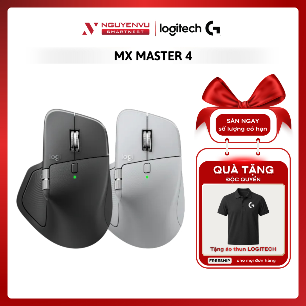 Chuột không dây Bluetooth Logitech MX Master 4 | 8K DPI, Con lăn vô cực, Phản hồi xúc giác | BH 12 THÁNG