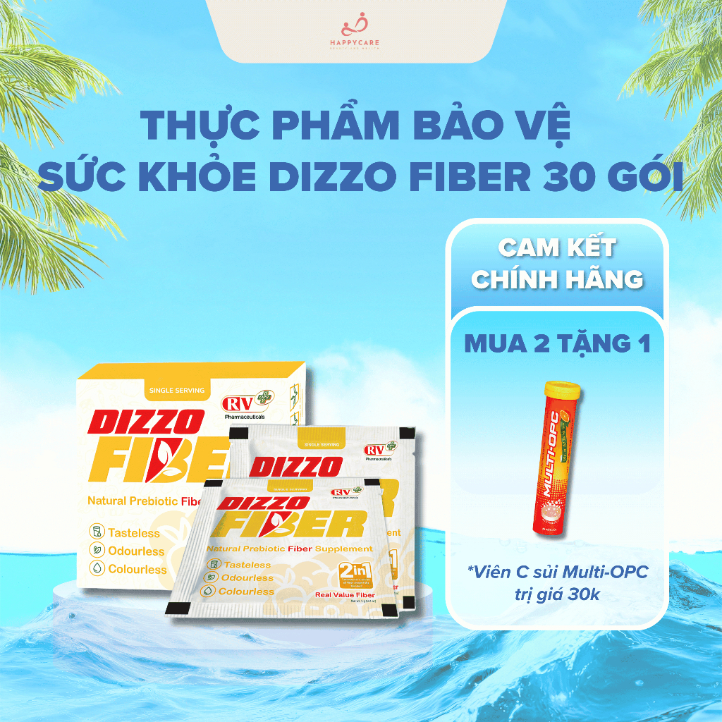 DIZZO FIBER – Thực Phẩm Bảo Vệ Sức Khỏe Bổ Sung Chất Xơ Prebiotic Hỗ Trợ Tiêu Hóa 30 Gói x 5g