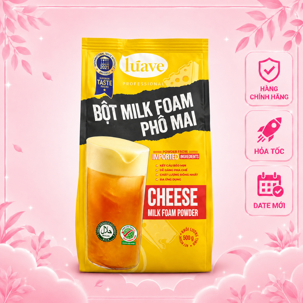Bột Milk Foam Phô Mai Luave 500G – Bột Kem Phô Mai Pha Chế Trà Sữa, Trà Trái Cây, Cà Phê