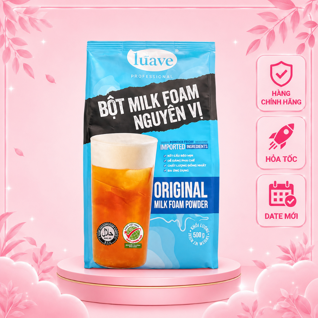 Bột Milk Foam Nguyên Vị Luave 500G – Bột Pha Milk Foam Cho Trà Sữa, Trà Trái Cây, Cà Phê
