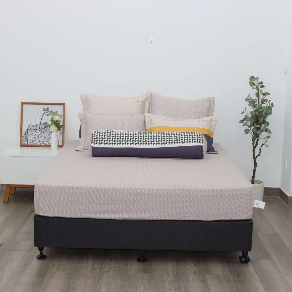 Bộ ga chun chần/ bộ ga giường drap giường K-Bedding by Everon chất vải 100% Cotton (1 ga chần+ 2 vỏ 