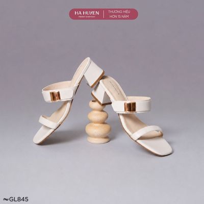 Guốc lê 5cm nữ HÀ HUYỀN da lì quai ngang gót vuông 5 phân - GL845