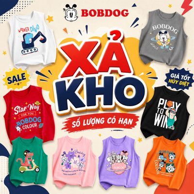 XẢ KHO Áo ba lỗ cho bé trai, bé gái áo thun chất liệu cotton mềm mại thoáng mát in hình cute cho bé