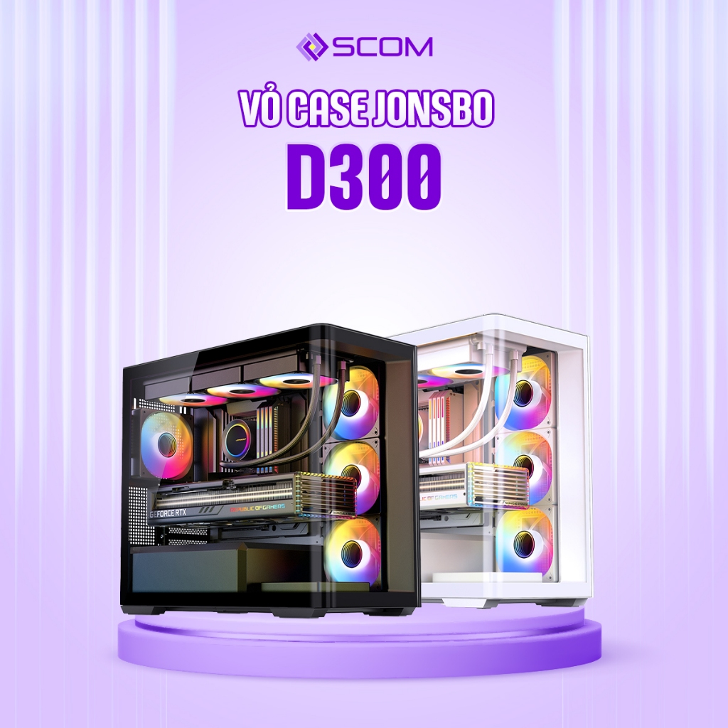 Vỏ Case PC Jonsbo D300 Case Máy Tính M-ATX Mid Tower Mặt Kính Cong Bể Cá Nhỏ Gọn