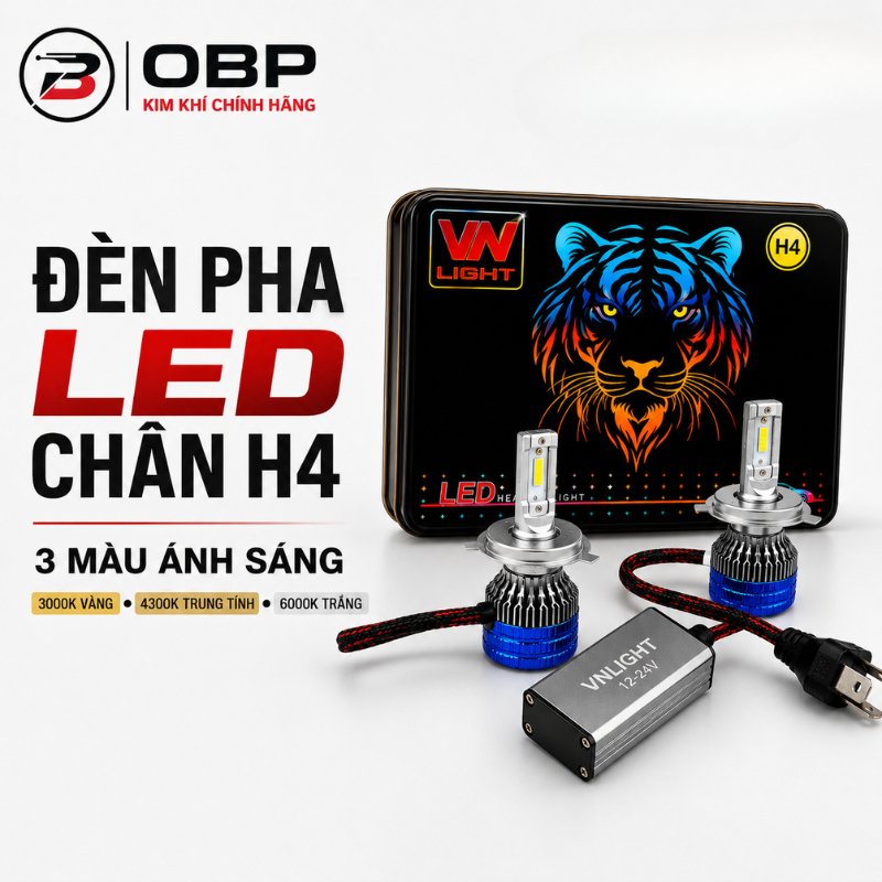 Đèn LED TC70 K8 N30-V2 Ô Tô Xe Máy H4 VNLIGHT 3 Dải Màu Ánh Sáng Lắp Zin, Dễ Lắp Đặt