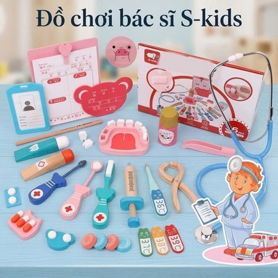 Đồ Chơi Gỗ S-kids, Bộ Đồ Chơi Mô Phỏng Bác Sĩ Nha Khoa Bằng Gỗ - Loại không hộp