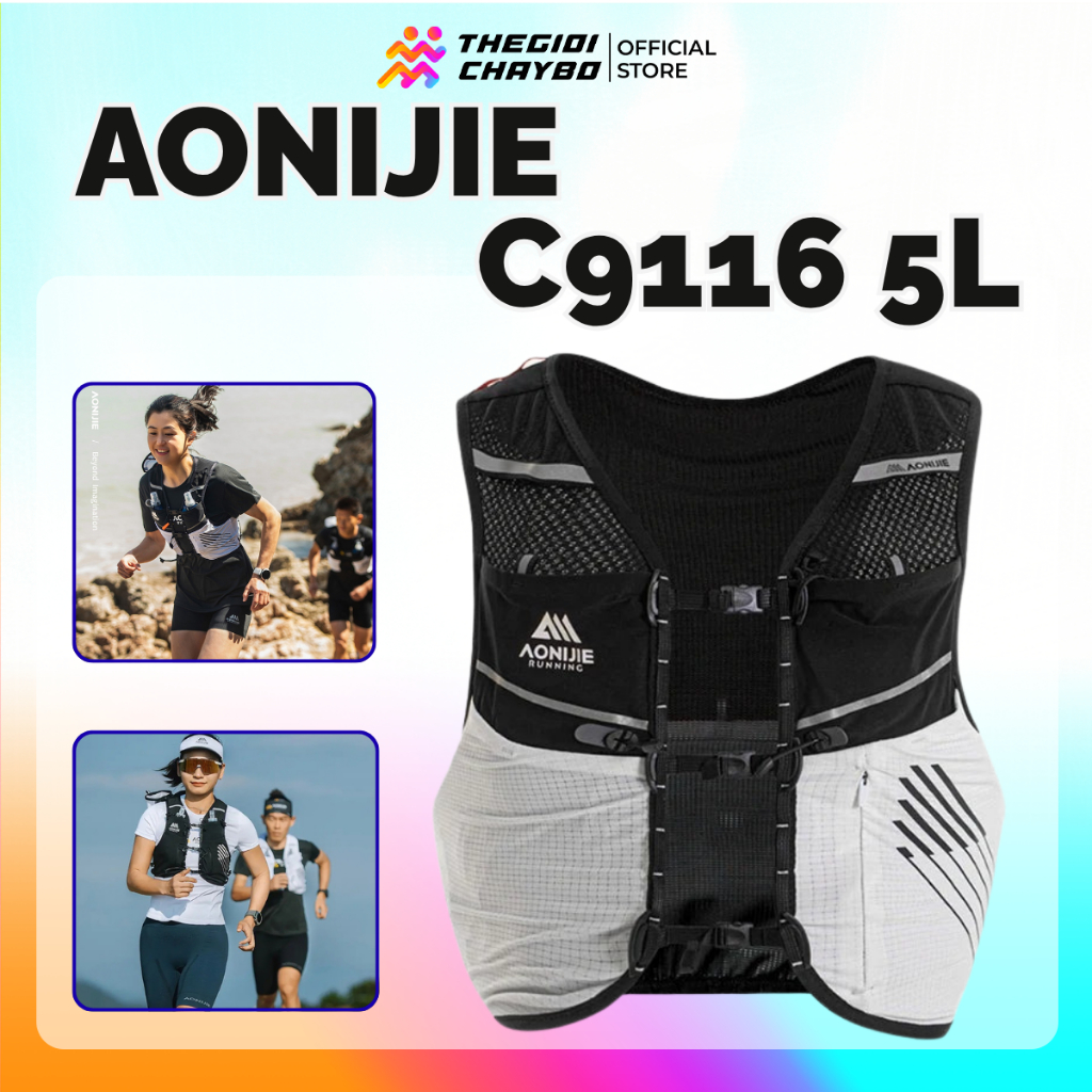Vest Nước Chạy Bộ Aonijie C9116 Dung Tích 5L Cho Chạy Trail Hiking Đường Dài Chống Thấm Nước