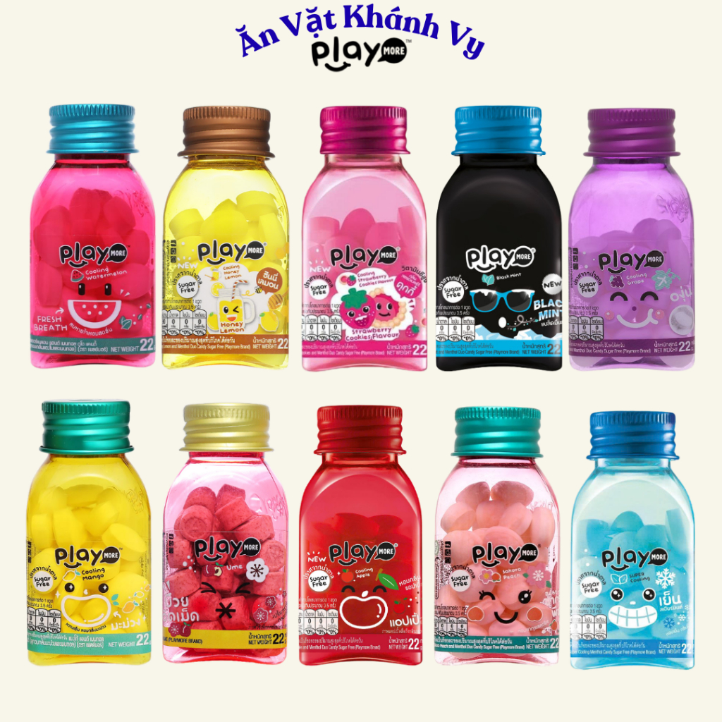 Kẹo Ngậm Không Đường Playmore Hũ 22G Đủ Vị - HÀNG CHÍNH HÃNG