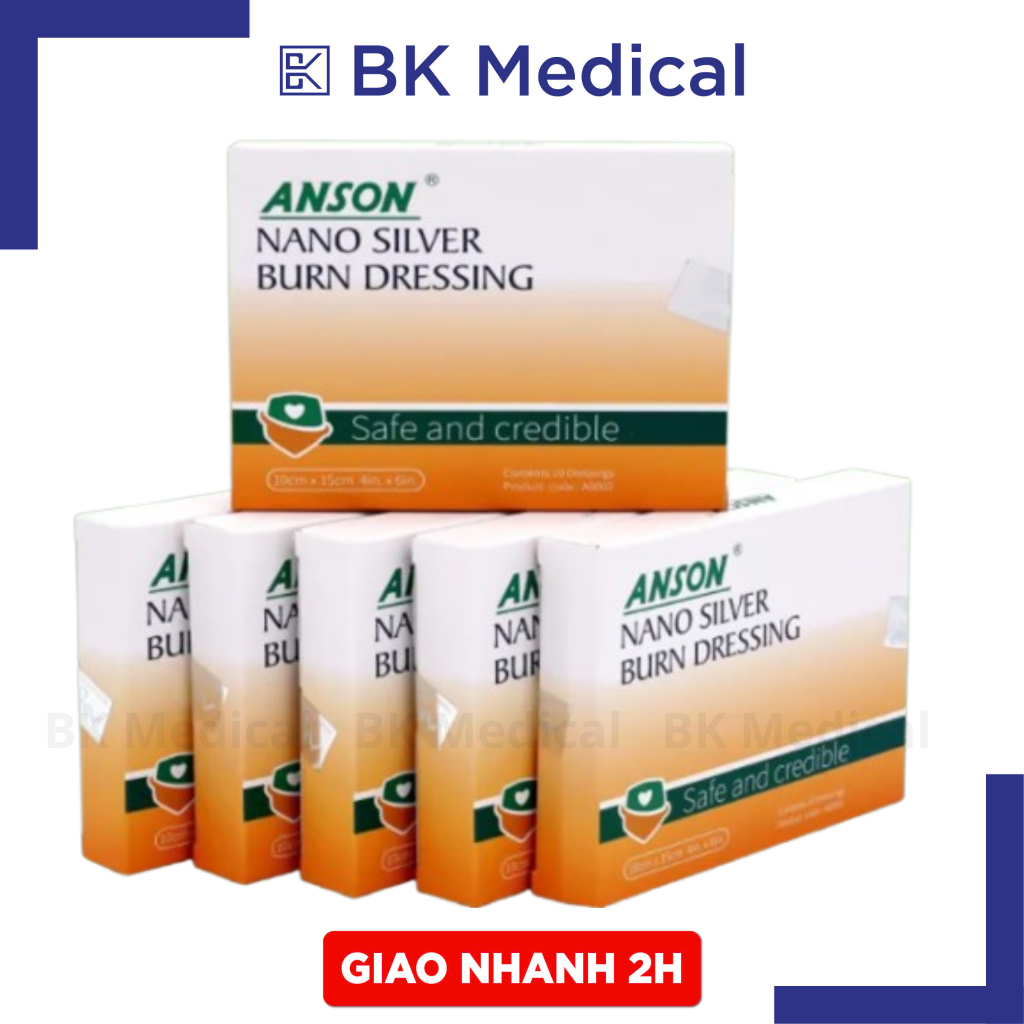 (hỏa tốc) Gạc y tế Anson nano silver burn dressing (Gạc vết thương bỏng nano bạc Anson) - 1 miến