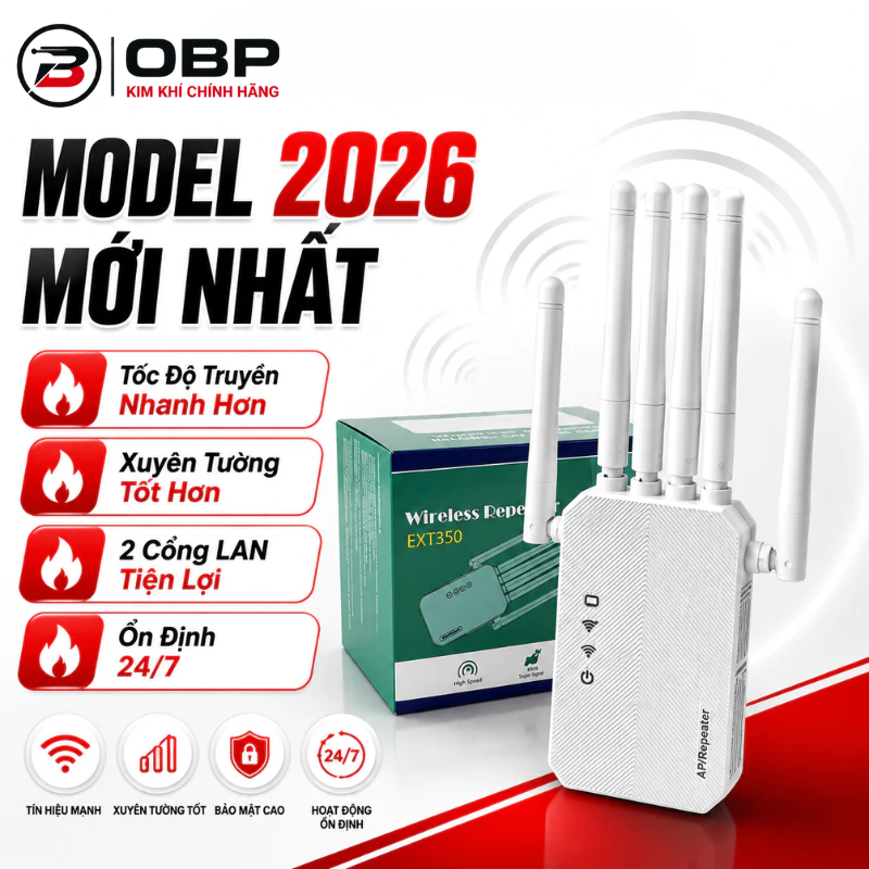 Bộ Kích Sóng Wifi 6 Râu AP/Repeater EXT350 model 2026, mở rộng vùng phủ sóng wifi, cải thiện tốc độ