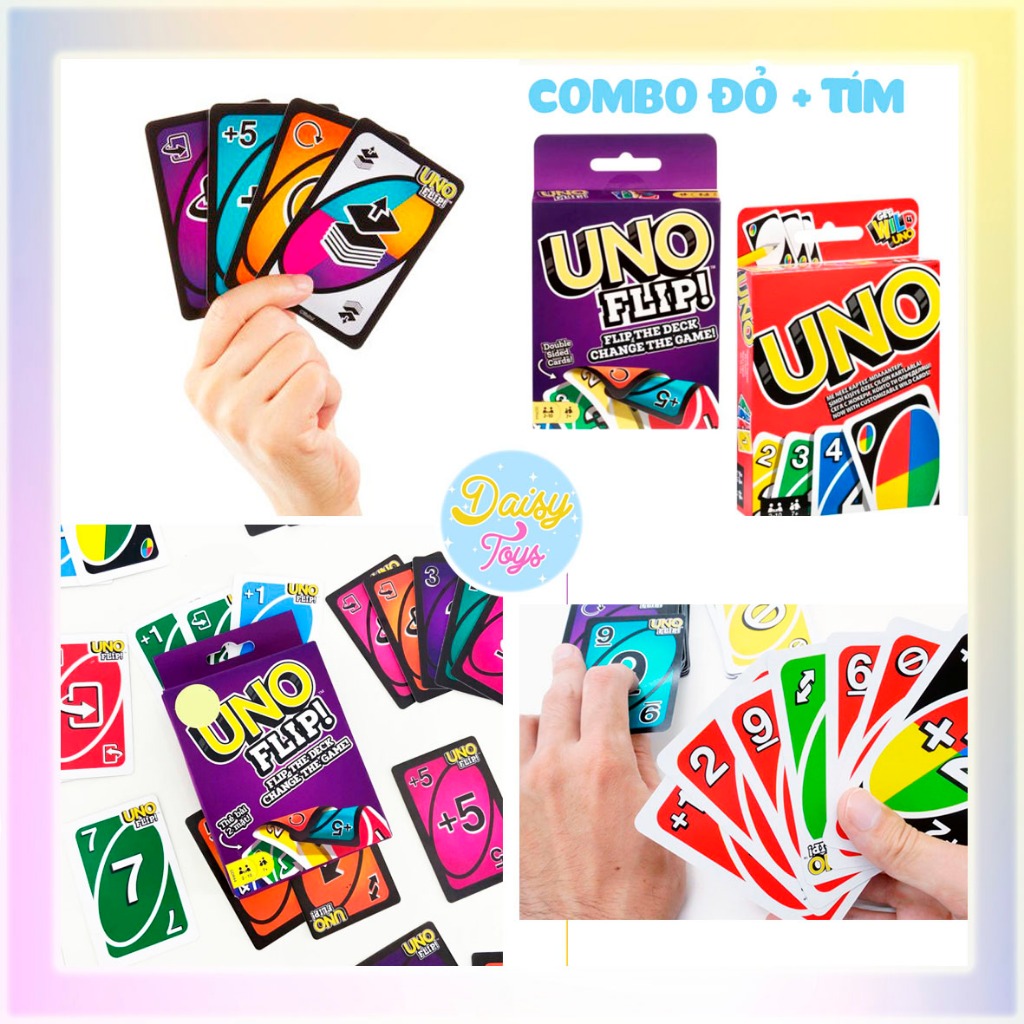 [BỘ UNO TÍM + ĐỎ] - Board Game UNO FLIP TÍM - Chất Bài Giấy Cứng Dày Chất Lượng Cao
