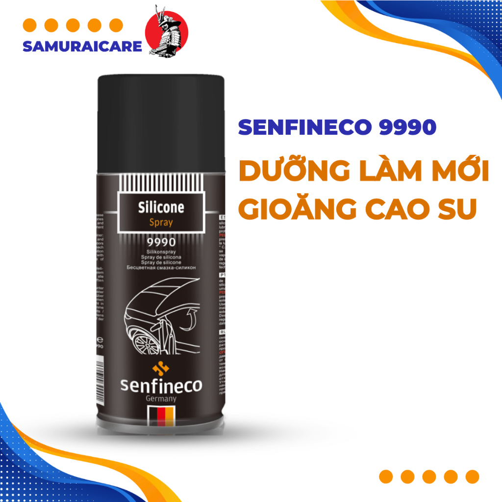 Xịt dưỡng gioăng cao su chống kẹt cửa kính ô tô Senfineco 9990 450ML
