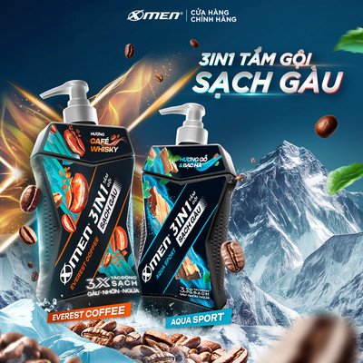 [HANNAH x XMEN] Combo 2 Tắm Gội Sạch Gàu 3in1 Xmen Coffee/Aqua/Amazon/Vegas 610g/chai, Hương Thơm Nam Tính