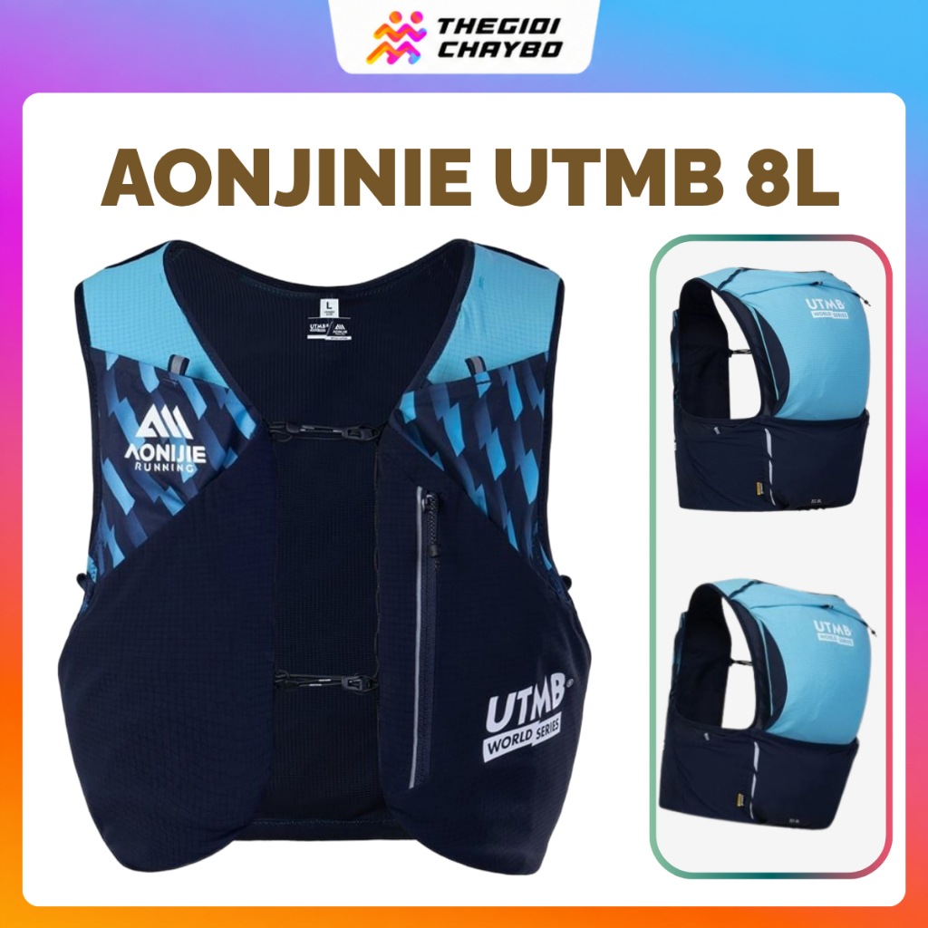 Vest Nước Chạy Bộ Aonijie UTMB 8L Xanh Dương | Vest Chạy Trail Hydration