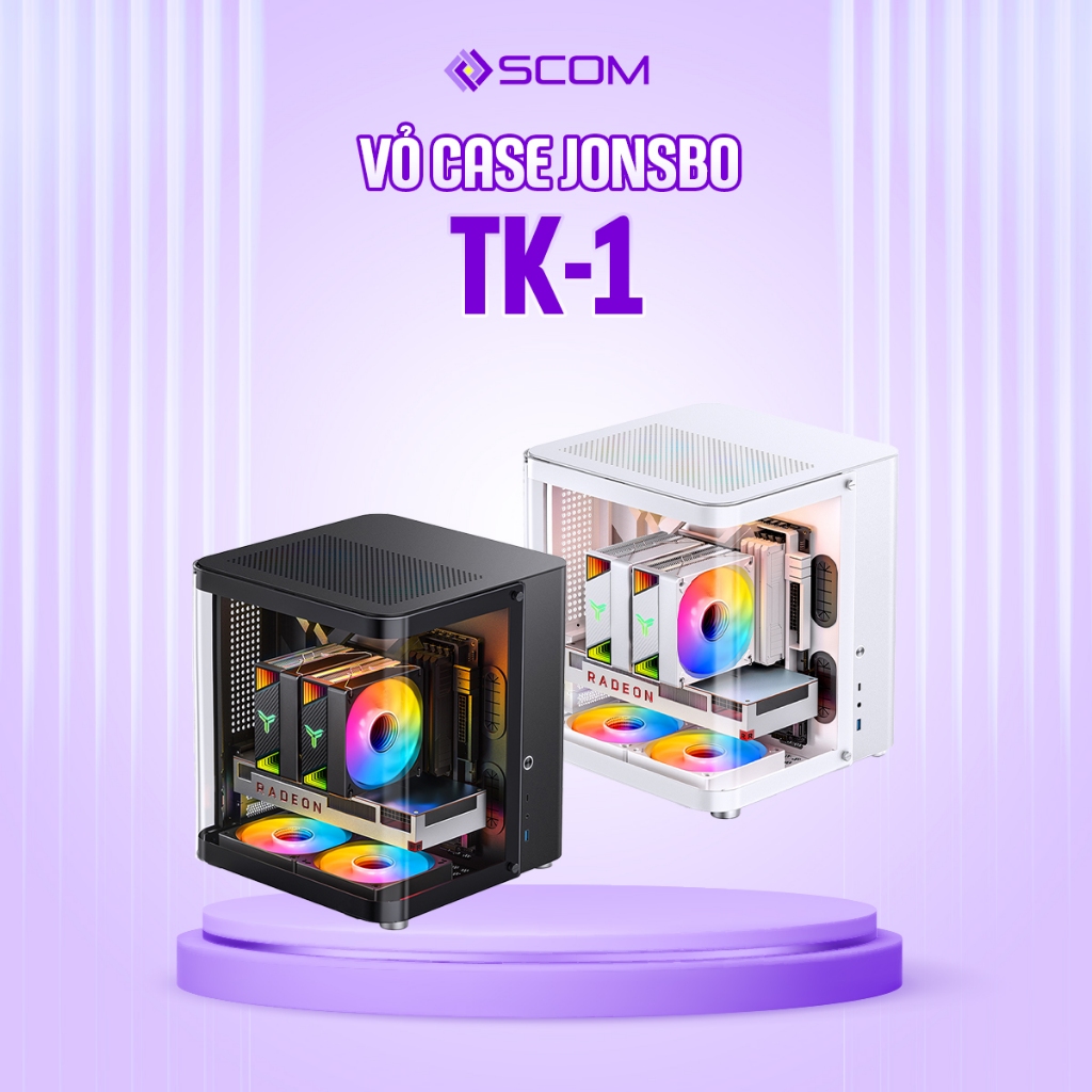 Vỏ Case PC Jonsbo TK-1 Case Máy Tính M-ATX Mini Tower Mặt Kính Cong Bể Cá Nhỏ Gọn