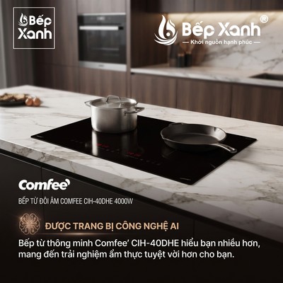 🔥 HOT 🔥 Bếp Từ Đôi Comfee CIH-40DHE 4000W Mặt Kính Kanger Siêu Bền | Cảm Ứng Nhạy, Tự Ngắt An Toàn - BH Chính Hãng