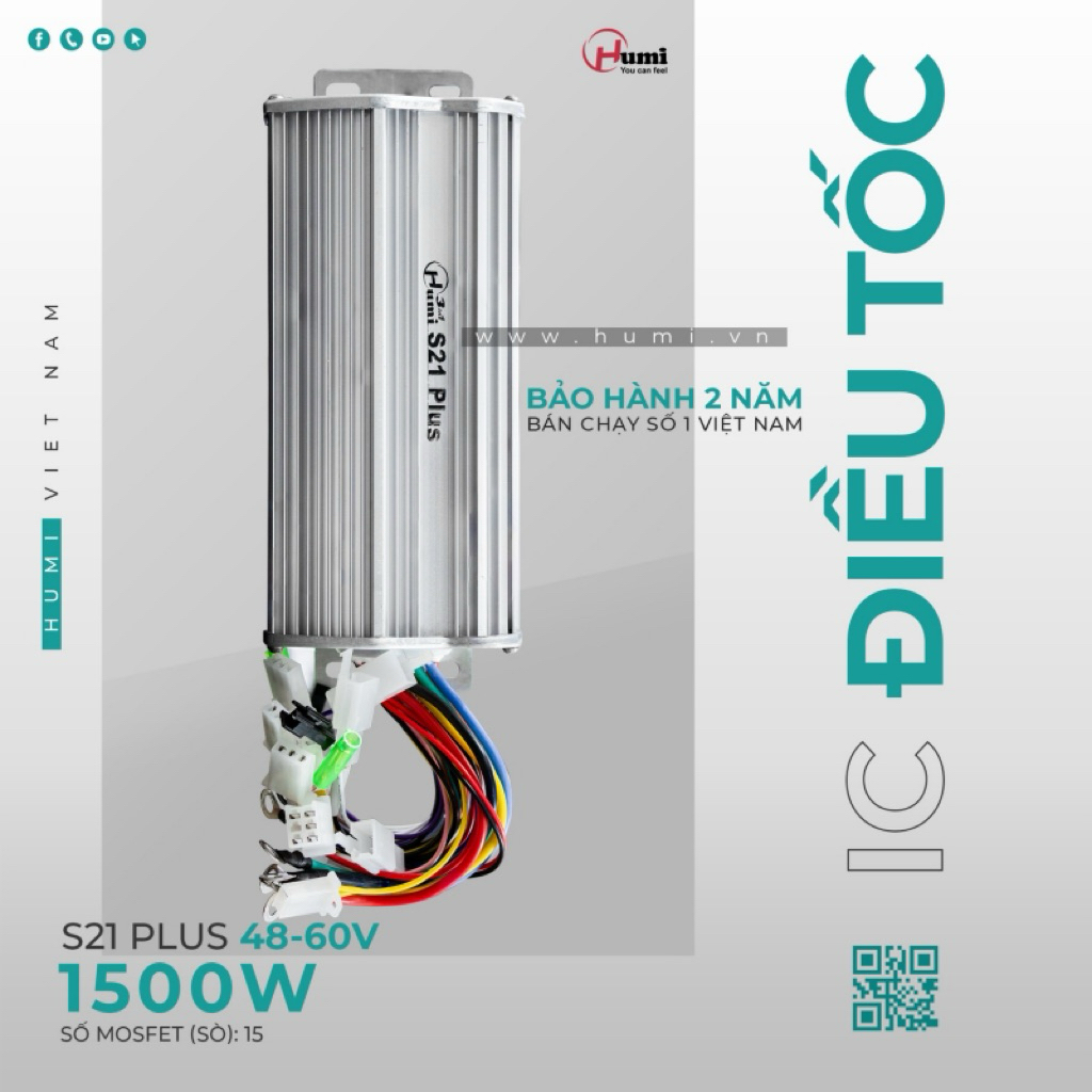 IC Điều Tốc Xe Điện Humi S21 Plus 1500W 48-60V – Chạy Êm, Leo Dốc Khỏe, Siêu Bền - BH 2 năm