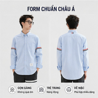 Áo Sơ Mi Nam Viền Tay Oxford Dài Tay Cao Cấp Phối Sọc Tay Form Trẻ Trung Thanh Lịch Đi Làm Đi Chơi Nhiều Màu