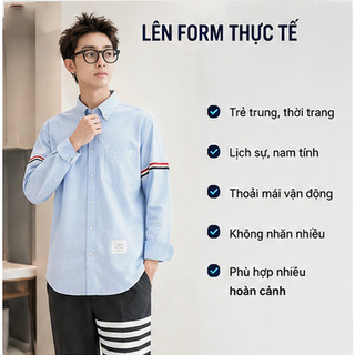 Áo Sơ Mi Nam Viền Tay Oxford Dài Tay Cao Cấp Phối Sọc Tay Form Trẻ Trung Thanh Lịch Đi Làm Đi Chơi Nhiều Màu