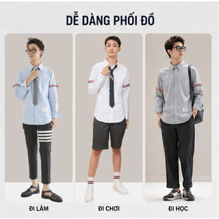 Áo Sơ Mi Nam Viền Tay Oxford Dài Tay Cao Cấp Phối Sọc Tay Form Trẻ Trung Thanh Lịch Đi Làm Đi Chơi Nhiều Màu
