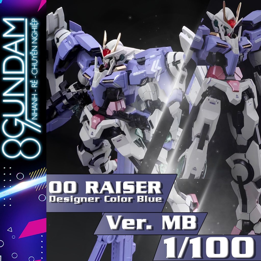 [SẮP VỀ] Mô Hình Lắp Ráp 1/100 00 Raiser Fighter Designer's Color Blue ver. MB (tặng base, effect, d