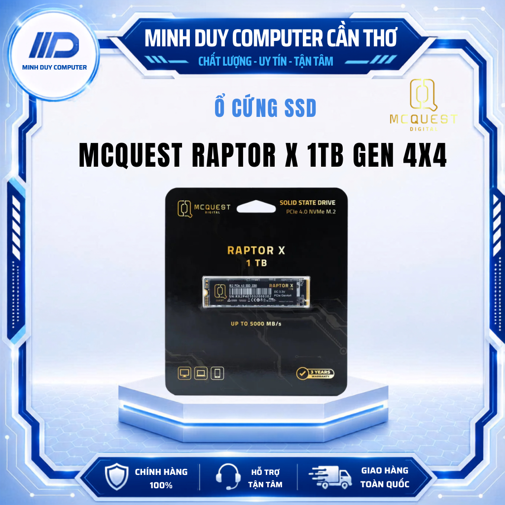 Ổ CỨNG SSD NVME MCQUEST RAPTOR X M.2 2280 1TB GEN 4x4 - HÀNG CHÍNH HÃNG BẢO HÀNH 3 NĂM