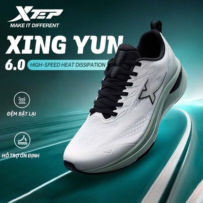 XTEP Xingyun 6.0 Giày chạy nam mùa hè mới lưới thoáng khí giảm chấn Giày thể thao giảm chấn nhẹ，Giày chạy chống trượt