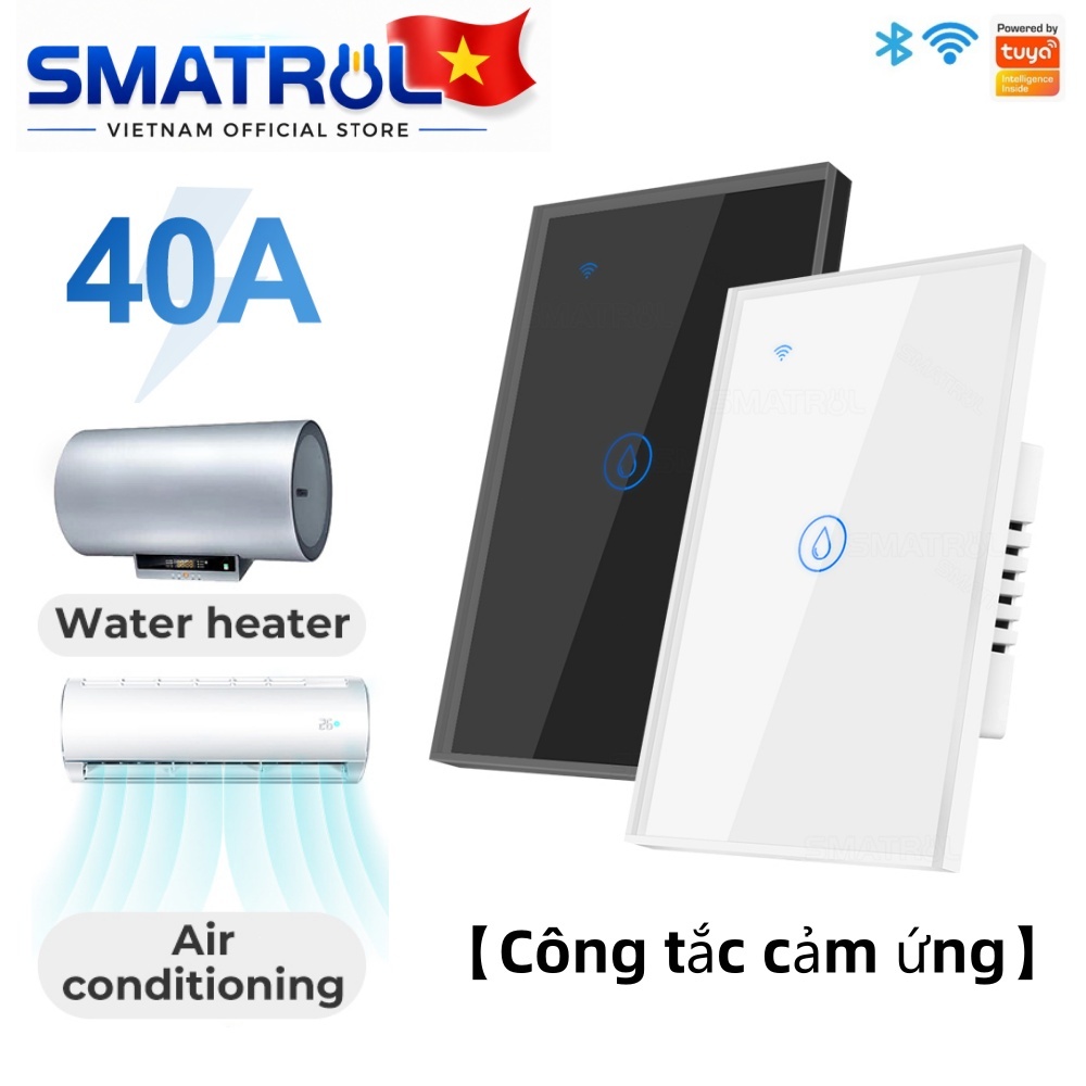 SMATRUL Công Tắc WiFi Tuya 40A 4400W Thông Minh Cho Điều Hòa, Bình Nóng Lạnh