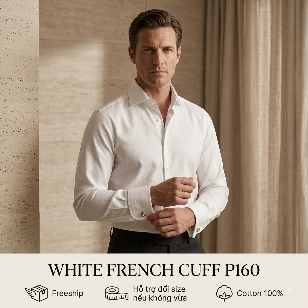 Áo Sơ Mi Saint Stefano P160 - Cổ English Spread - Măngsec Đúp - Cotton Chống Nhăn
