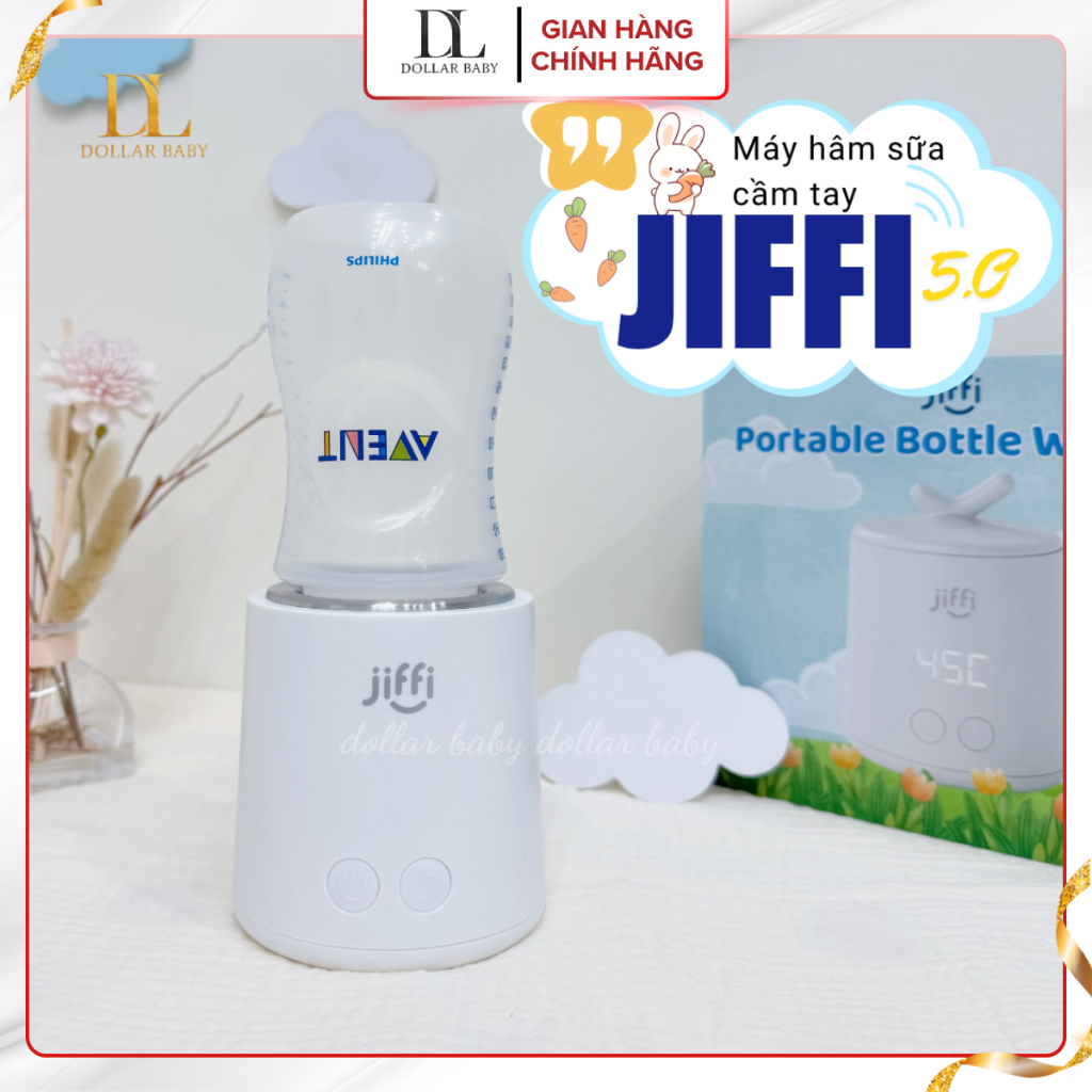 Máy Hâm Sữa Cầm Tay Thông Minh Jiffi 5.0 - Pin Sạc 11400mAh, 4 Mức Nhiệt - Chính Hãng