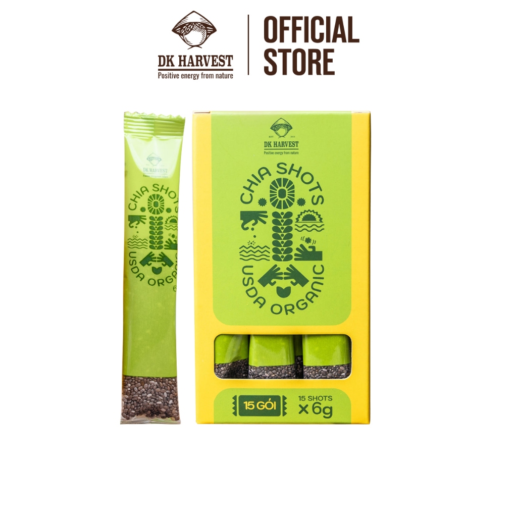 [SPH Sinhvien] Hạt chia shot DK Harvest nhập khẩu (1 hộp 15 shot) 15x6g - giảm cân, giàu omega3